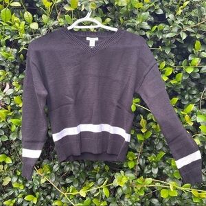 NWT NORDSTROM Kids Stripe Boxy V-Neck Big Girl’s Sweater